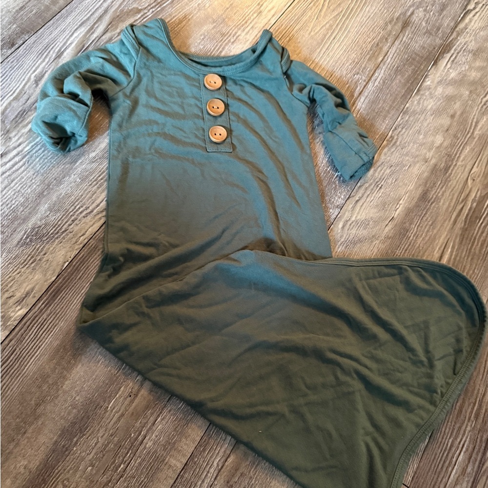 Caden Lane Green Baby Gown - 7-14lbs